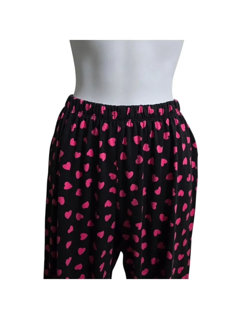 Kate Spade Pink Hearts Long Sleeve Notch Collar Long Pajama Set Sz S